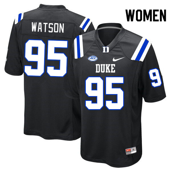 Women #95 Preston Watson Duke Blue Devils College Football Jerseys Stitched-Black